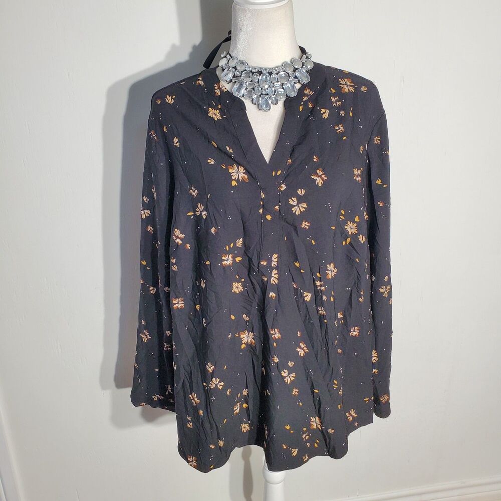 HILARY RADLEY TUNIC BLACK LONG SLEEVE POLYESTER SIZE 2X